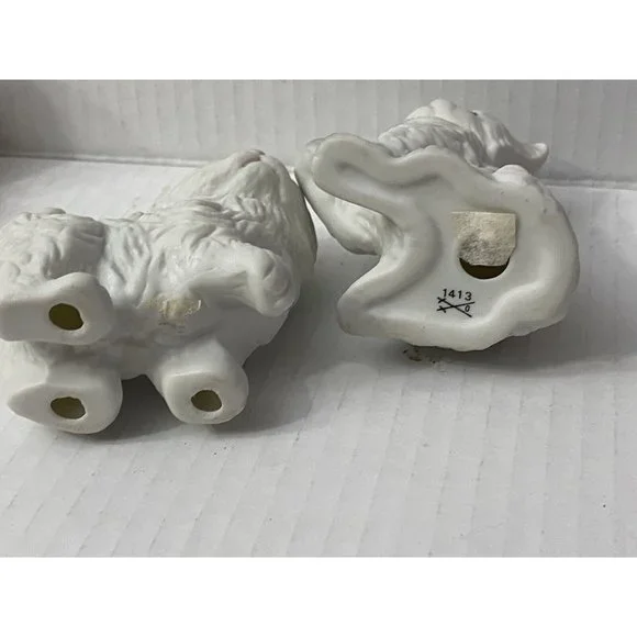 HOMCO #1413 WHITE PERSIAN CERAMIC KITTENS BLUE EYES 2 PIECE KITTY CAT FIGURINES - Picture 4 of 6